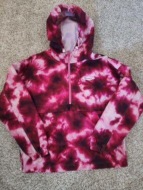 🏆CHAMPION Anorak Pink Tie Dye Hooded Windbreaker. GORPCORE Y2K STREETWEAR color